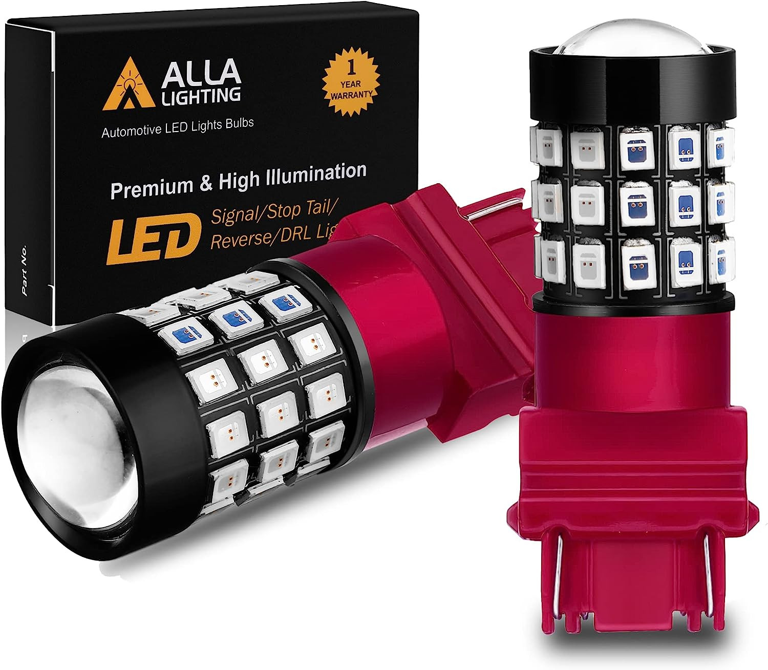 Alla Lighting 4057R Red Light Bulbs - Turn Signal / Brake / Tail / Stop